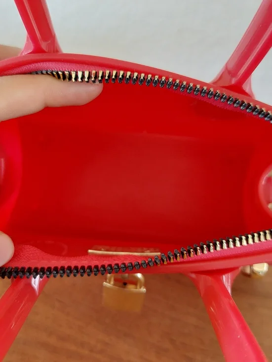 Source Unknown Glossy Red Mini Satchel with Gold Hardware - Picture 5 of 5